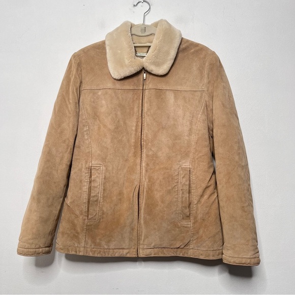 Winlit Leather Jacket with Fur Lining Women's Size Medium Tan Zip Front Western - Picture 1 of 10